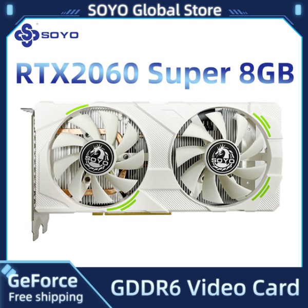 Новый SOYO GeForce RTX 2060 Super 8 Гб GDDR6 PCIE×16, видеокарты RTX2060 8 ГБ для компьютера, офисные компоненты, видеокарта для игр
