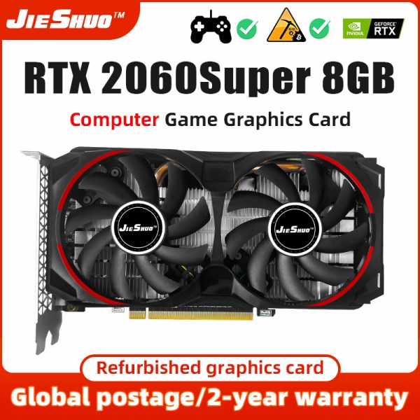 Новый видеокарта для ПК jieshuo rtx2060 super 8 Гб gddr6 256bit rtx2060 серии видеокарты RTX2060super 8 Гб компьютерная игровая видеокарта