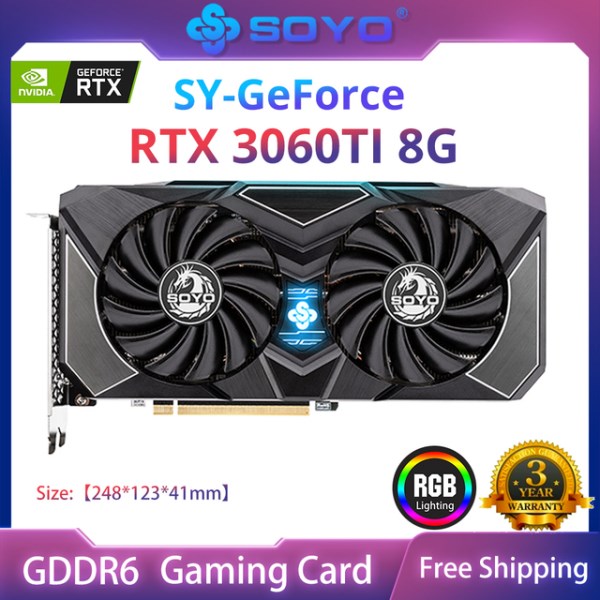 Новый SOYO RTX 3060 12 Гб GDDR6 NVIDIA GPU 4,0 бит DP * 3 PCI Express X16 игровая видеокарта для настольного компьютера