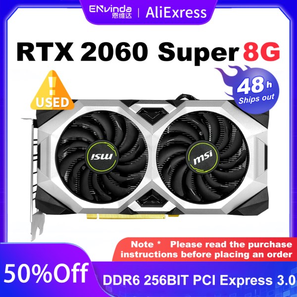 Новый в употреблении Видеокарта MSI GeForce RTX 2060 SUPER VENTUS 8G 2060 S 8 Гб GDDR6 бит NVIDIA игровая поддержка AMD Intel настольный процессор