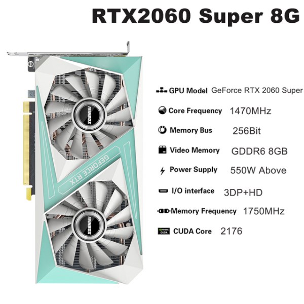 Новый ISINBOX RTX 2060 8 ГБ 256 bit GDDR6 Игровая видеокарта для NVIDIA GeForce 8 ГБ PCI - E3.0 16X 3DP HD Слоты для ПК GPU