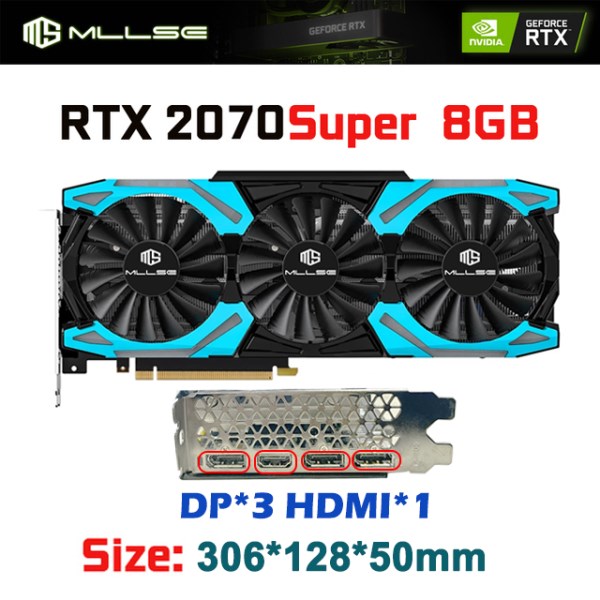 Новый MLLSE RTX 2070 Super, 8 ГБ, бит, GDDR6 HDMI * 1 DP * 3 PCIE PCI-E3.0 16X NVIDIA GeForce rtx2070super, игровая видеокарта