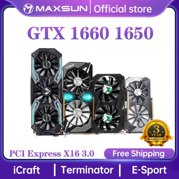Новый GTX 1650 Super 1650 Terminator 4GB DDR5 Graphic Card 1660 6GB GDDR6 GPU Video Gaming 12nm 128Bit For PC Computer Full New