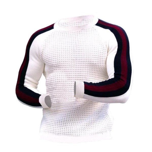 Новый осенне-зимняя Новинка пуловер с вафельным принтом Удлиненная рубашка мужской высококачественный Повседневный вязаный свитер с цветными блокировками