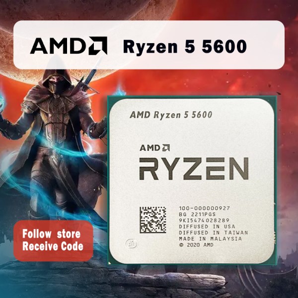 Новый процессор AMD Ryzen 5 5600 R5 5600 3,5 ГГц 6-ядерный 12-поточный процессор 7 нм L3 = 32M 100-000000927 разъем AM4 без вентилятора