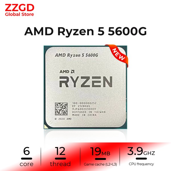 Новый процессор AMD Ryzen 5 5600G R5 5600G 3,9 ГГц 6-ядерный 12-поточный процессор 65 Вт L3 = 16M 100-000000252 разъем AM4