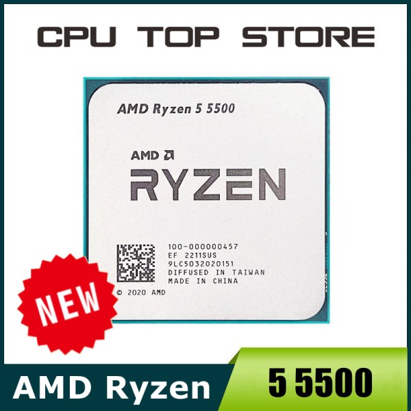Новый процессор AMD Ryzen 5 5500 R5 5500 3,6 ГГц 6-ядерный 12-поточный процессор 7 нм L3 = 16M 100-000000457 разъем AM4 без вентилятора