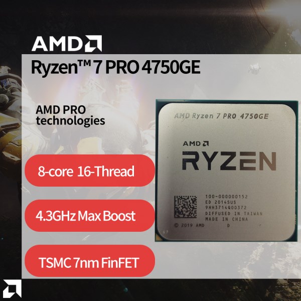 Новый Процессор AMD Ryzen 7 Pro 4750GE 8-ядерный 16-поточный разблокированный настольный процессор 7NM 35 Вт L3 = 8M 100-000000152 разъем AM4 без охладителя
