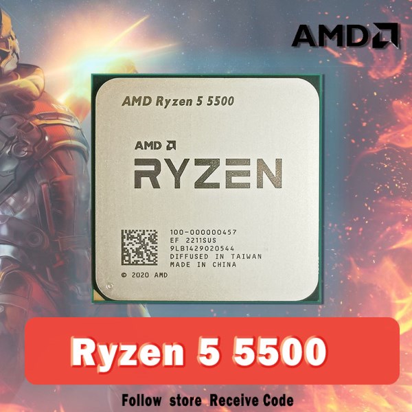 Новый AMD Ryzen 5 5500 R5 5500 3,6 ГГц 6-ядерный 12-поточный процессор 7 нм L3 = 16M 100-000000457 разъем AM4 без вентилятора