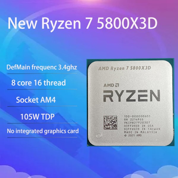 Новый процессор AMD Ryzen 7 5800X3D R7 5800X3D 3,4 ГГц 8-ядерный 16-поточный процессор 7 нм L3 = 96M 100-000000651 разъем AM4 r7 5800x3d