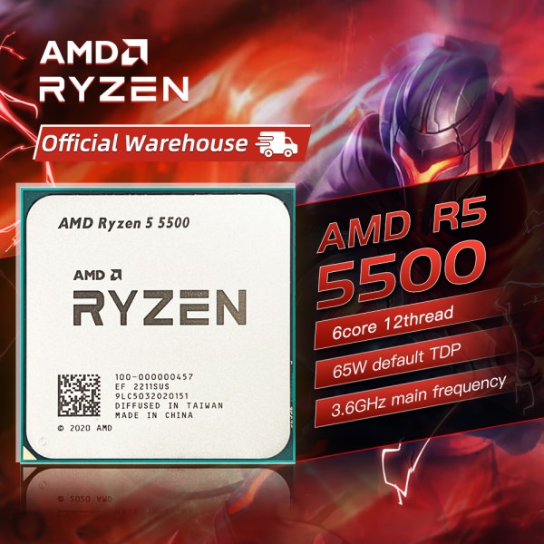 Новый AMD Ryzen 5 5500 R5 5500 3,6 ГГц 6-ядерный ЦПУ с двенадцатью потоками 7 нм L3 = 16M 100-000000457 разъем AM4 PCIe 3,0 Новинка