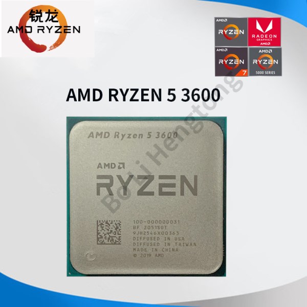 Новый AMD Ryzen 5 3600 R5 3600, 3,6 ГГц, шестиядерный, с двенадцатью потоками, 7 нм, 65 Вт, L3 = 32M, разъем 100-000000031, AM4, новый, без вентилятора