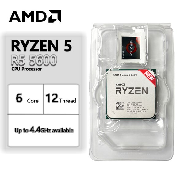 Новый Ryzen 5 5600 R5 5600 3.5 GHz 6-Core 12-Thread CPU Processor 7NM L3=32M 100-000000927 Socket AM4 New and without cooler