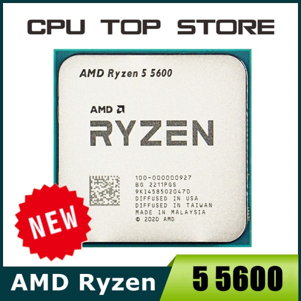 Новый Ryzen 5 5600 R5 5600 3.5GHz 6-Core 12-Thread CPU Processor 7NM L3=32M 100-000000927 Socket AM4 New and without cooler