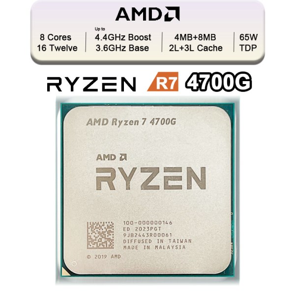 Новый процессор AMD Ryzen 7 4700G R7 4700G 3,6 ГГц Восьмиядерный шестнадцати потоков 65 Вт Процессор L3 = 8M 100-000000146 разъем AM4 но без вентилятора