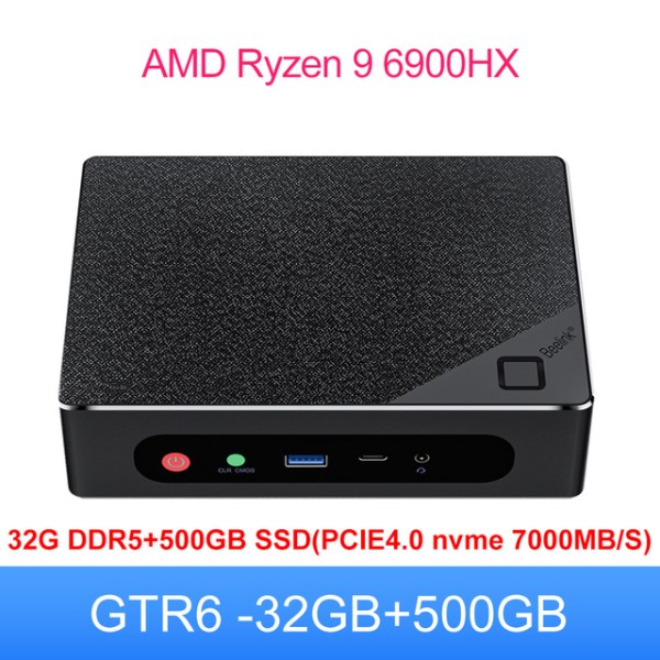 Новый Beelink Ryzen 9 6900HX GTR6 мини-ПК для геймеров Windows 11 Pro 32 Гб SSD 500 Гб 4K двойной Wi-Fi 6E HDMI DP игровой компьютер VS GTR5