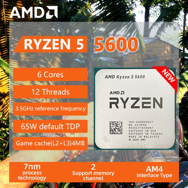 Новый процессор AMD R5 5600 Ryzen 5 5600 3,5 ГГц 6-ядерный 12-поточный процессор 7 нм L3 = 32M 100-000000927 разъем AM4