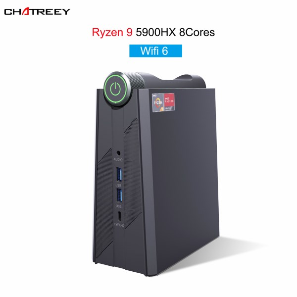 Новый Chatreey AMD Ryzen 9 5900HX 8-ядерный игровой настольный компьютер 2xHDMI Type-c 3xвыход поддержка 2,5-дюймового HDD NVME SSD