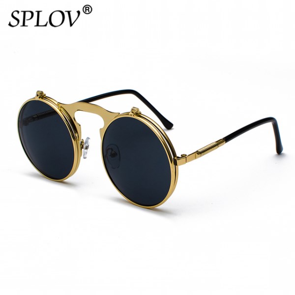 Новый очки SPLOV в винтажном стиле для мужчин и женщин, солнцезащитные аксессуары в круглой металлической оправе, в стиле стимпанк, ретро