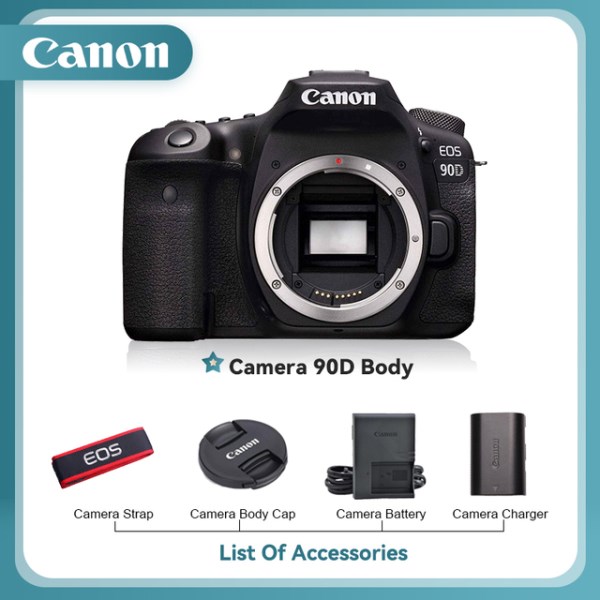 Новый цифровая зеркальная фотокамера Canon EOS 90D с высоким разрешением, профессиональная фотокамера, полный комплект видео 4k с объективом (бу)