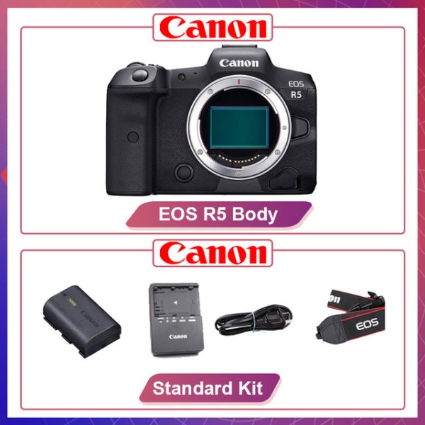 Новый беззеркальная цифровая профессиональная флагманская камера Canon EOS R5, камера для видеосъемки 45 МП, видеосъемка 8K RAW, видеозахват VLOG с радиочастотным объективом