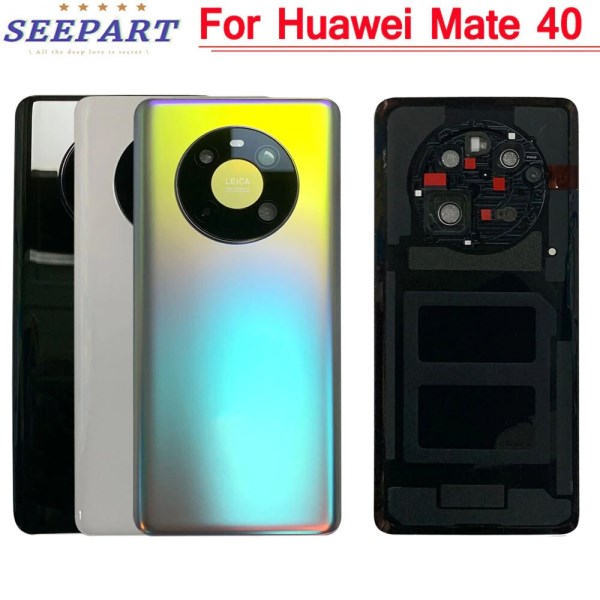 Новый задняя крышка для Mate40, для Huawei Mate 40 6,5 дюйма, зеркальная задняя крышка батарейного отсека, стеклянная замена двери, задняя крышка + объектив камеры