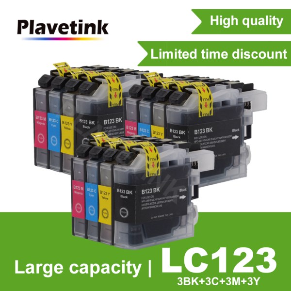Новый картриджи Plavetink 12X для Brother LC123, стандартный чернильный картридж для принтера LC 123, модель J4710DW