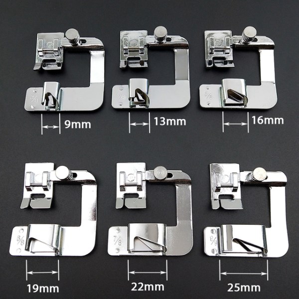 Новый 13 19 22mm Domestic Sewing Machine Foot Presser Foot Rolled Hem Feet For Brother Singer Sew Accessories