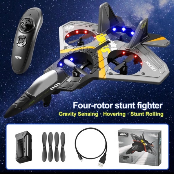 Новый Radio Gyroscope RC Fighter Jet Gravity Induction Aerobatic Tumbling Glider Foam LED Aircraft Model Toy Gift For Children