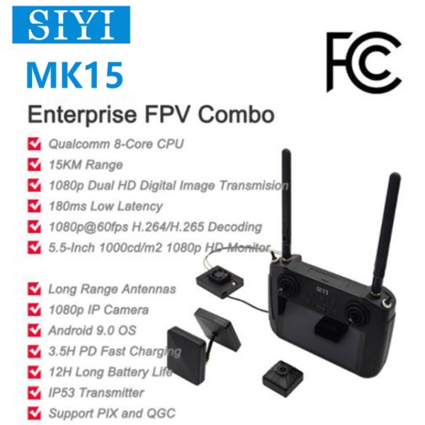Новый MK15 миниатюрная портативная радиосистема с передатчиком и дистанционным управлением, экран 5,5 дюйма, HB, 1080p FPV, 15 км, ОС Android, 2 Гб ОЗУ, 16 Гб ПЗУ