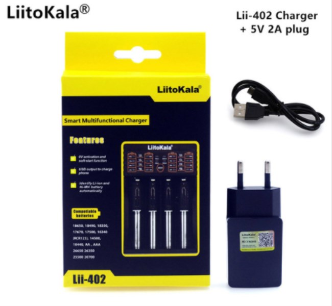 Новый устройство LiitoKala Lii-402, зарядка батарей 18650 1,23,73,2 В, AAAAA, 26650, 10440, 16340, NiMh, литиевых батарей