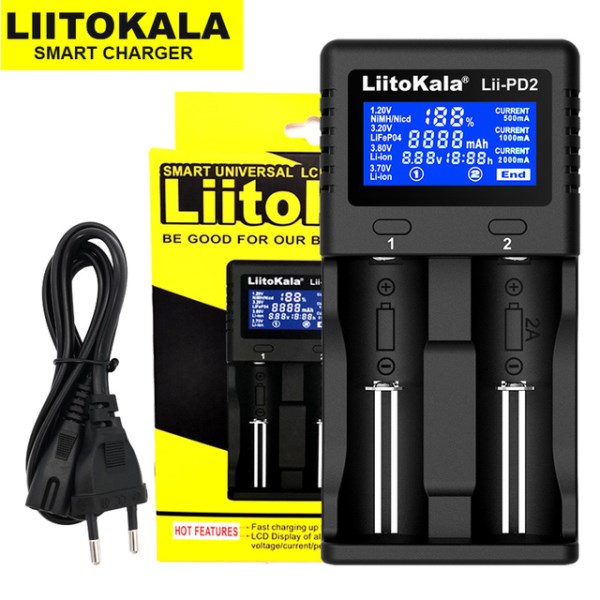 Новый устройство LiitoKala Lii-PD2, PD4, S6, 500, зарядка батарей 18650, 26650, 21700, 18350, 3,73,21,2 В, AAAAA, NiMh, литиевых