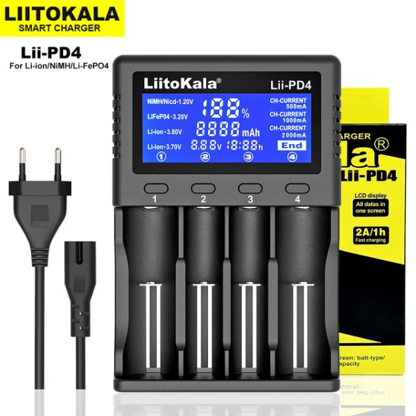 Новый устройство LiitoKala Lii-S8, PD4, для аккумуляторов литийионных 3,7?В, NiMh 1,2?В, Li-FePO4, 3,2?В, IMR 3,8 В, 18650, 26650, 21700, 26700, 18350, AA, AAA
