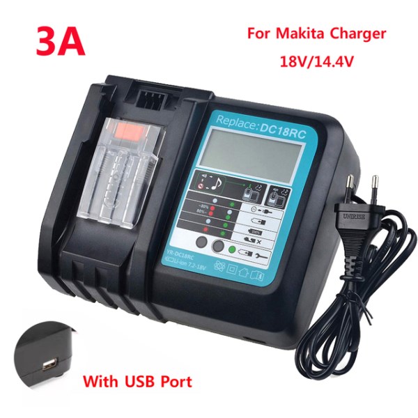 Новый 3A with USB Зарядное устройство для литий-ионных аккумуляторов Makita, зарядное устройство , 14,4 В, 18 в, 18 в, Bl1830, Bl1430, Dc18Ra, DC18Rct 18RF 6A охлаждающий вентилятор