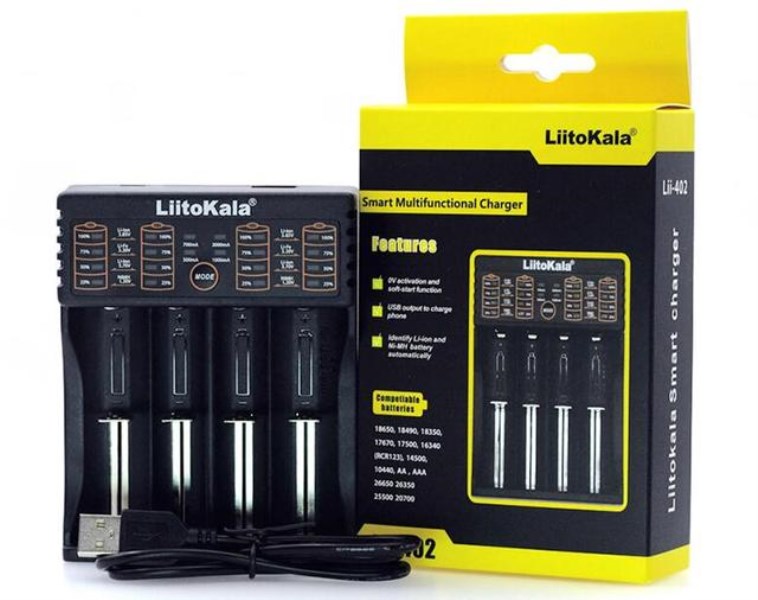 Новый устройство Liitokala Lii-402 202 100 100B, Зарядка 18650 3,7 V 26650 16340 18650 NiMH литиевых батарей + 5V 2A вилка